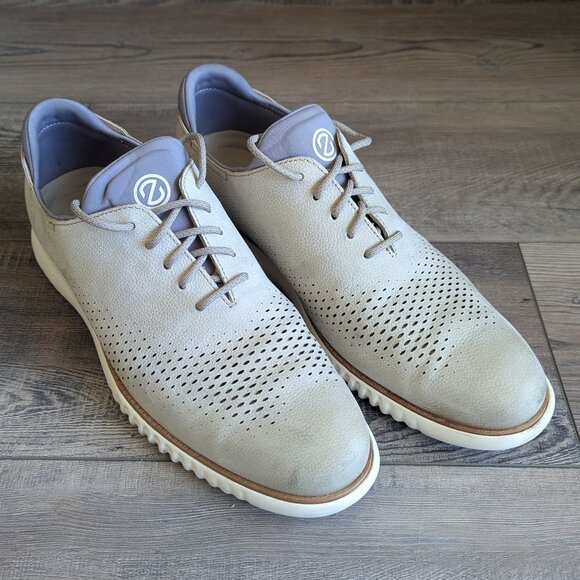 Cole Haan Men's 2.ZERØGRAND Lined Laser Wingtip Oxford Shoe Mortar Ivory Grey 11 - Picture 10 of 10
